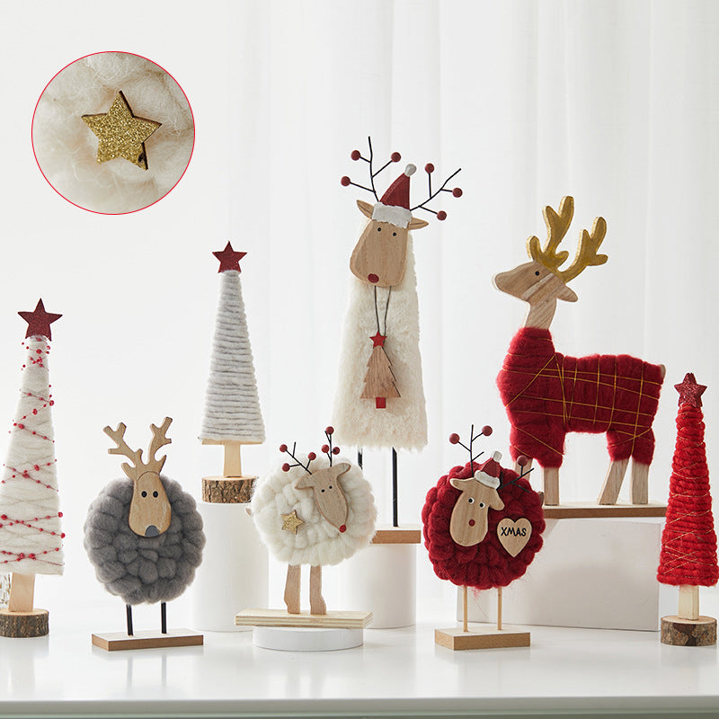 Décorations d'arbre de Noël en feutre de bois de renne et d'élan