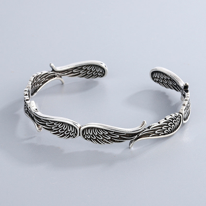 Bracelet en argent sterling de style vintage avec des ailes d'ange