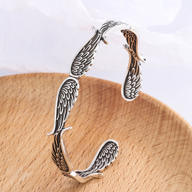 Bracelet en argent sterling de style vintage avec des ailes d'ange