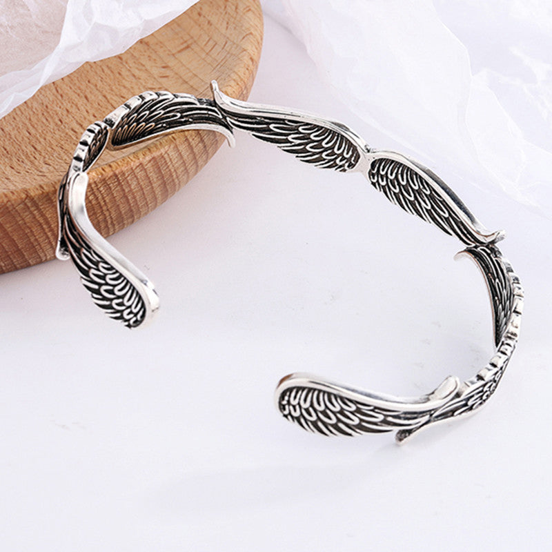 Bracelet en argent sterling de style vintage avec des ailes d'ange