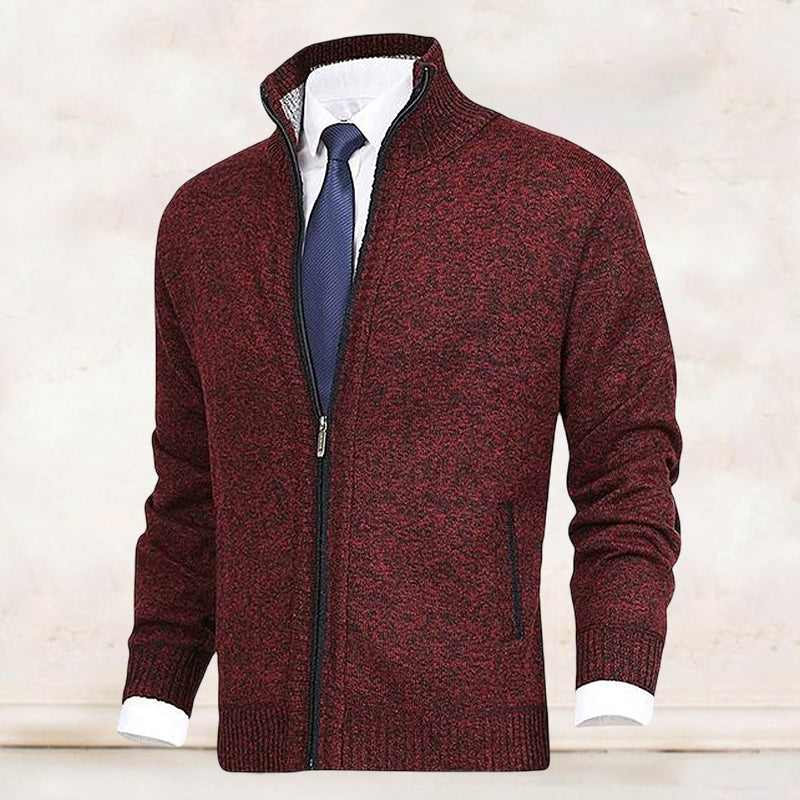 Veste de cardigan à col montant de couleur unie pour hommes