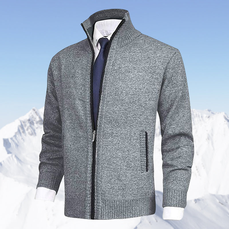 Veste de cardigan à col montant de couleur unie pour hommes