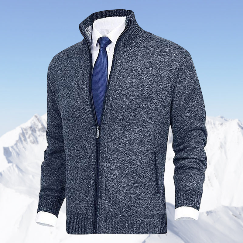 Veste de cardigan à col montant de couleur unie pour hommes