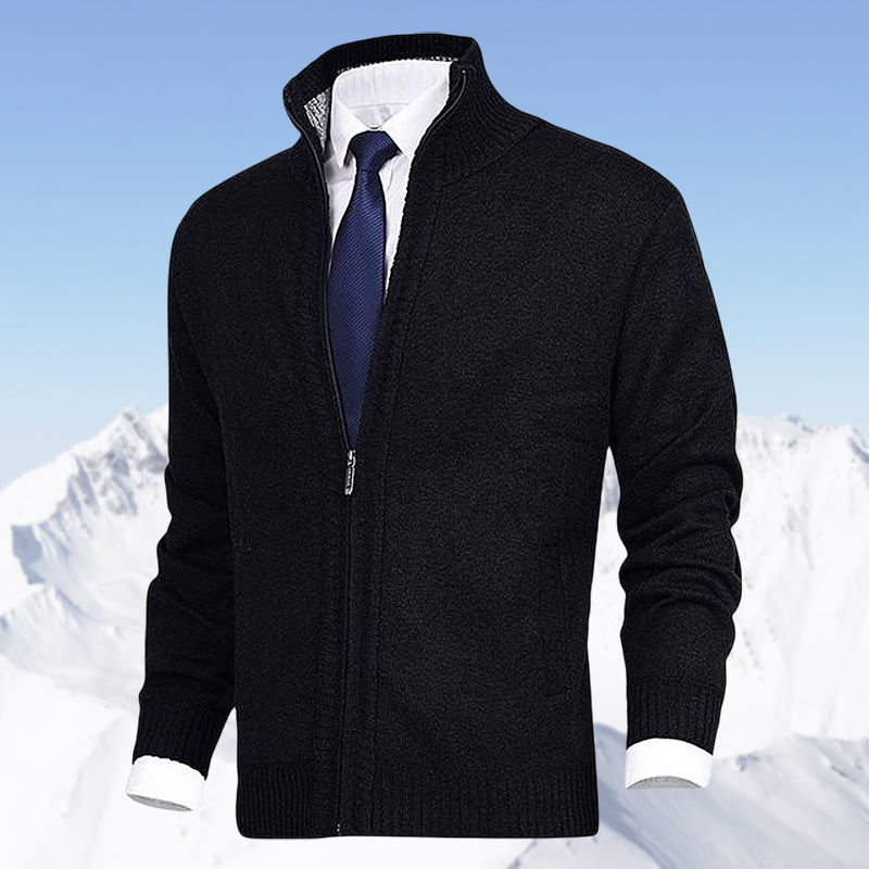 Veste de cardigan à col montant de couleur unie pour hommes