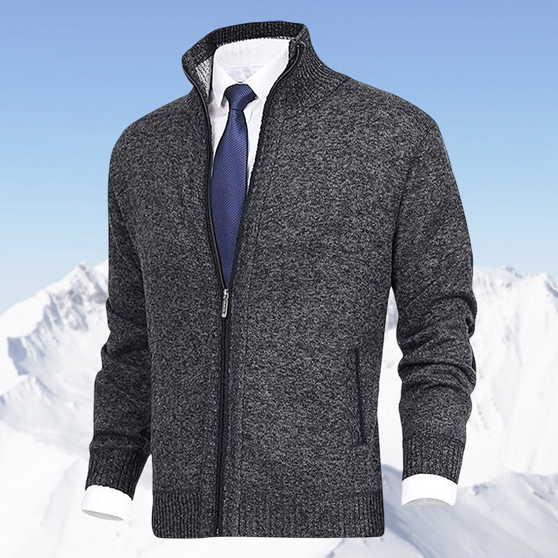 Veste de cardigan à col montant de couleur unie pour hommes