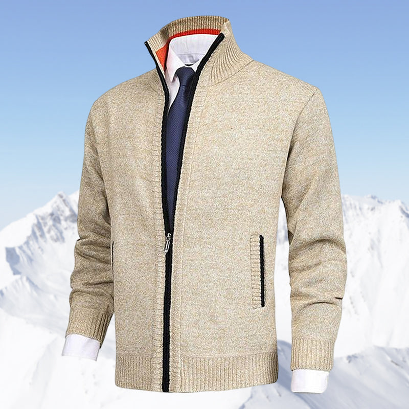 Veste de cardigan à col montant de couleur unie pour hommes