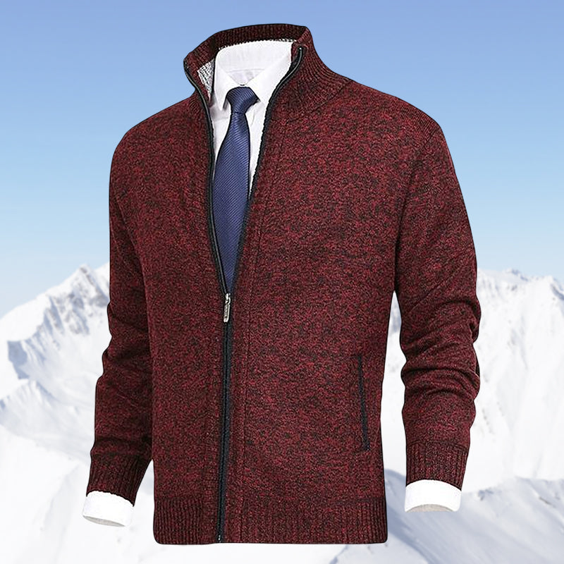Veste de cardigan à col montant de couleur unie pour hommes