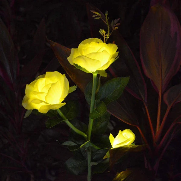 Fleur de Rose Solaire à 3 LED