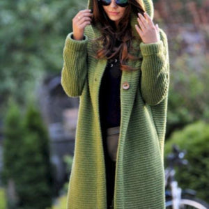 Manteau long avec capuche Manteau en tricot pour femme