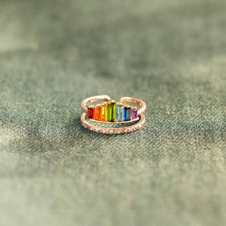 Bague d'Arc-en-ciel à Micro Diamants