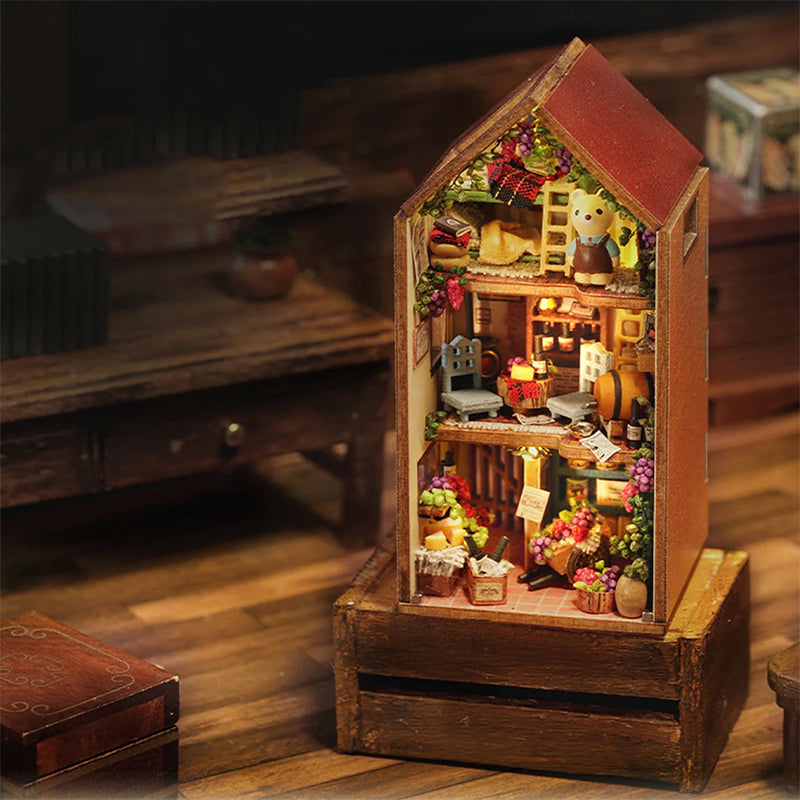 Kit de maison de poupée en bois Mini Rabbit Town avec meubles