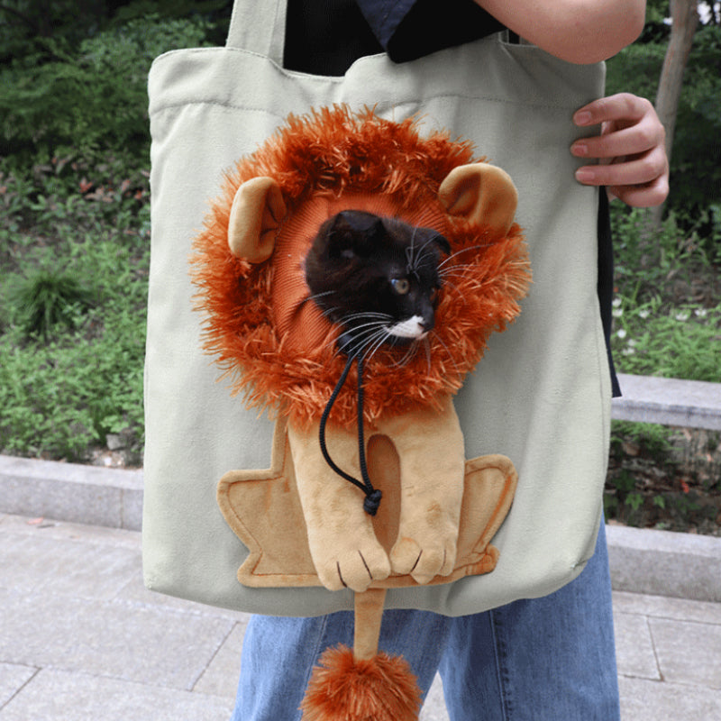 Sac en Canevas pour Transport de Chat en Forme de Lion