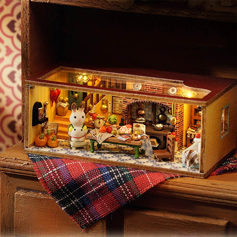 Kit de maison de poupée en bois Mini Rabbit Town avec meubles