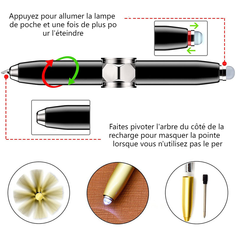 Stylo Fidget Spinner Avec Lumière LED