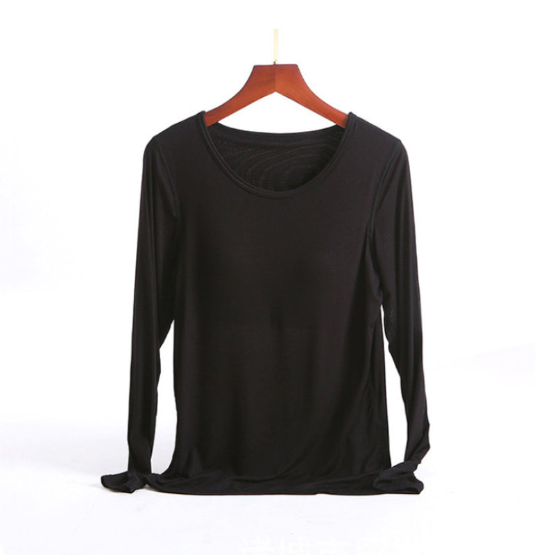 T-shirt à manches longues pour femmes avec coussin de poitrine