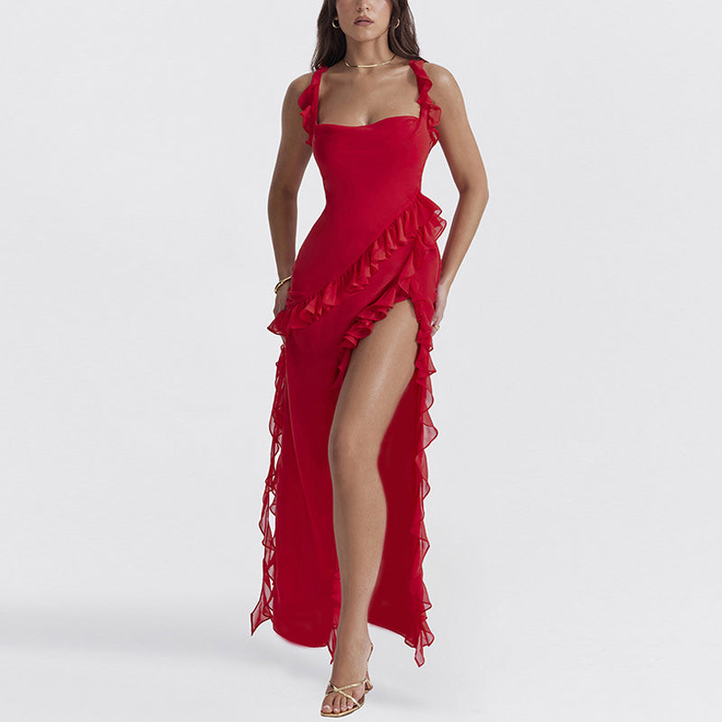 Robe bandeau plissée avec fente