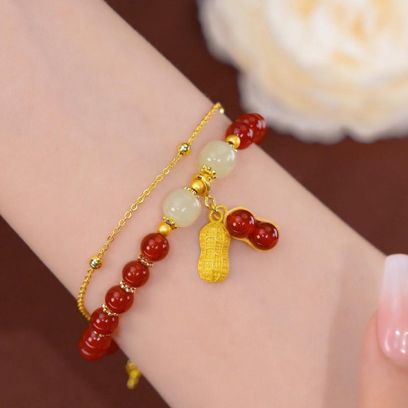 Bracelet Jade Naturel Double Chaîne