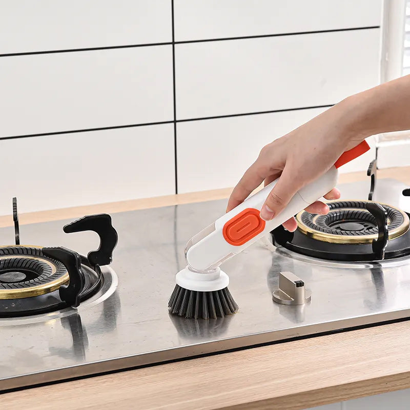 Brosse de nettoyage multifonctionnelle à long manche remplie de liquide