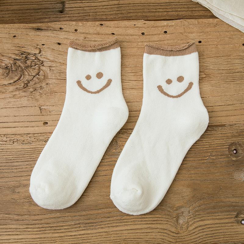 Sousoleil Chaussettes En Coton Mignonnes Avec Des Visages Souriants (5 PCs)