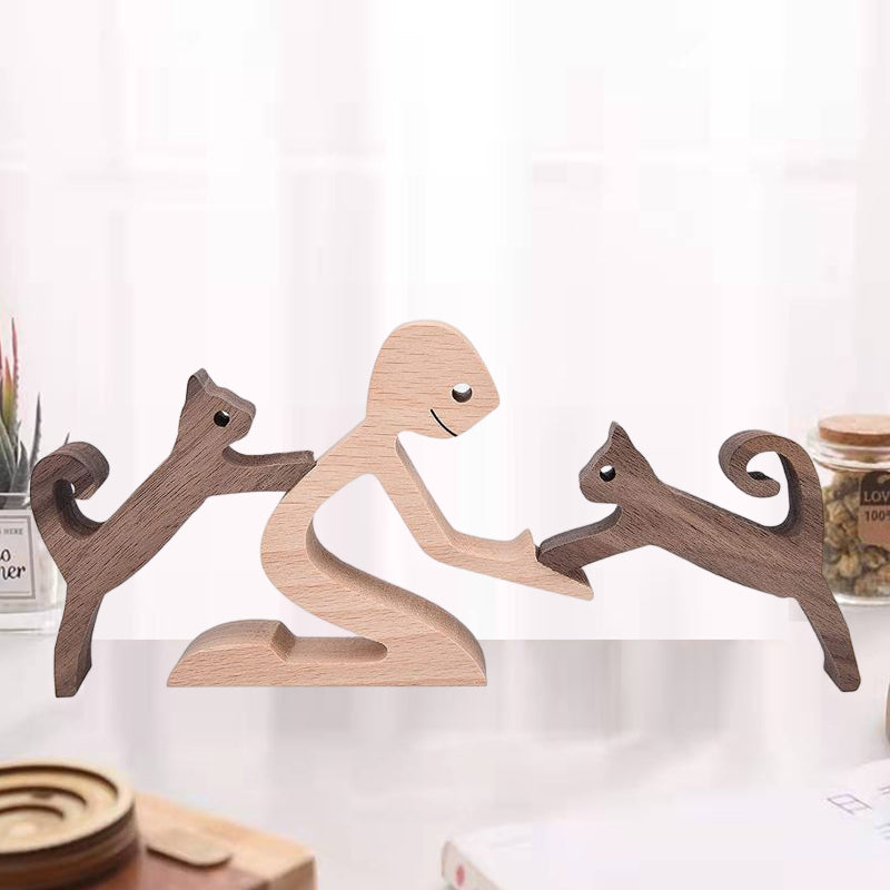 Amoureux des Animaux - Ornements de Table de Sculpture en bois