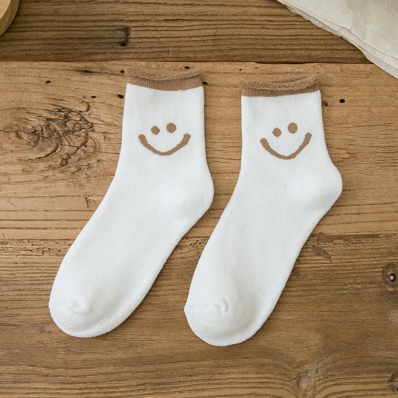 Sousoleil Chaussettes En Coton Mignonnes Avec Des Visages Souriants (5 PCs)