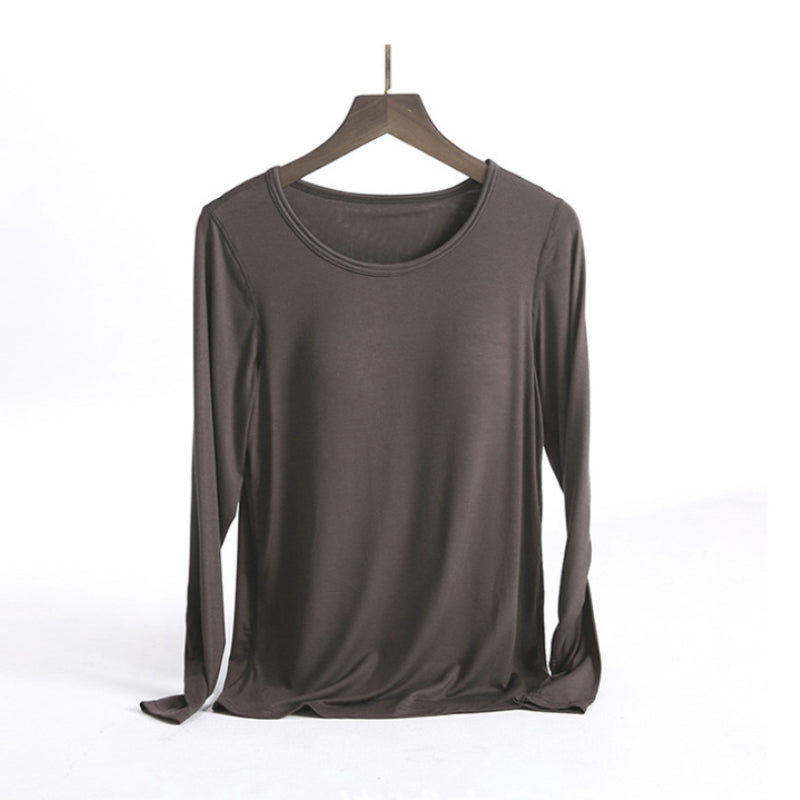 T-shirt à manches longues pour femmes avec coussin de poitrine