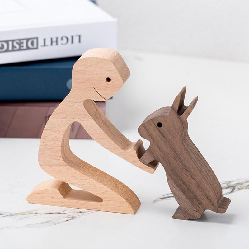 Amoureux des Animaux - Ornements de Table de Sculpture en bois