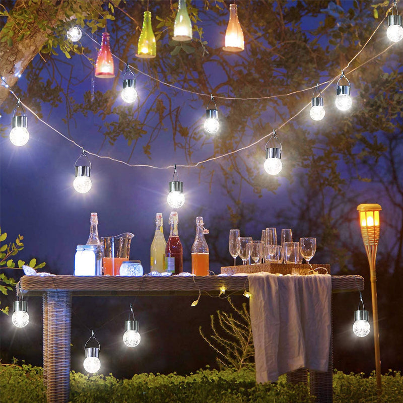 Lampes solaires suspendues en verre craquelé multicolore
