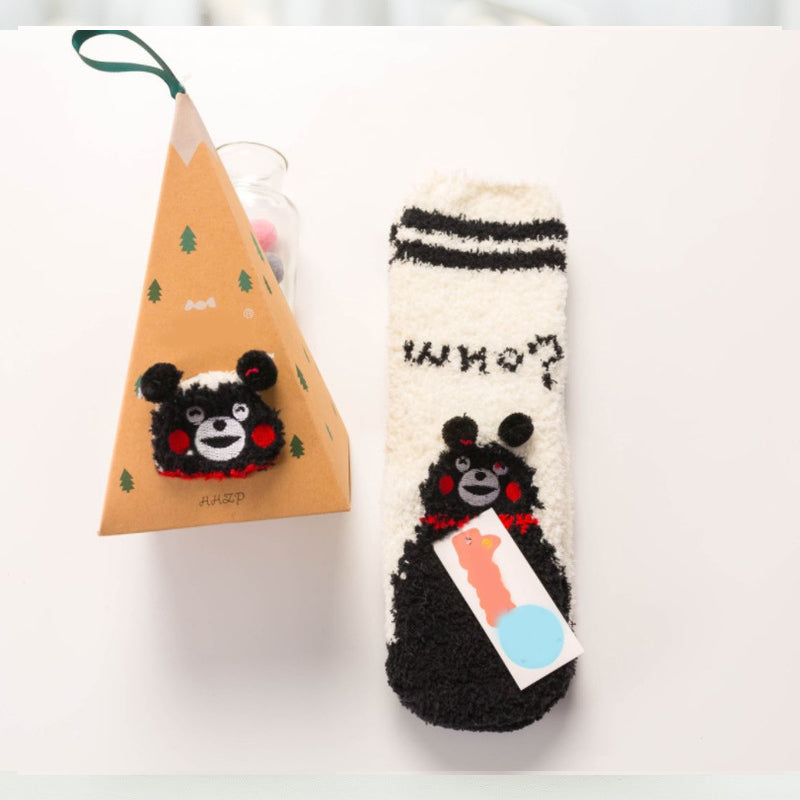 Coffret cadeau de Noël - Chaussettes en peluche mignonnes