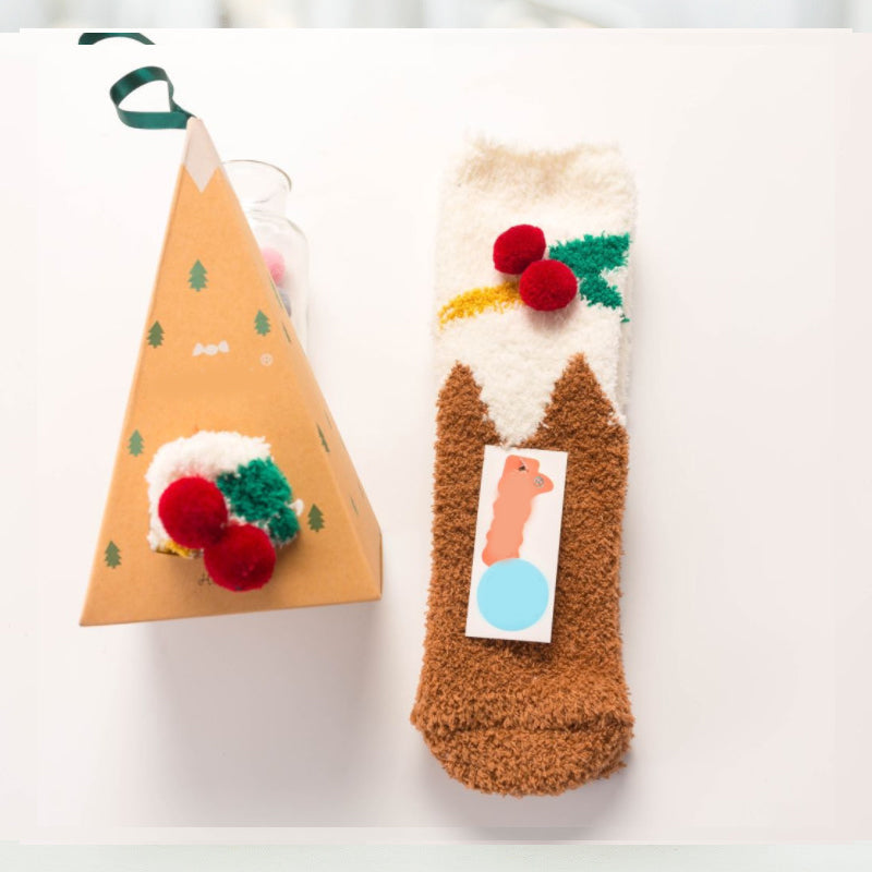 Coffret cadeau de Noël - Chaussettes en peluche mignonnes