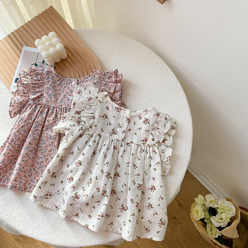 Robe fleurie à col rond pour fille