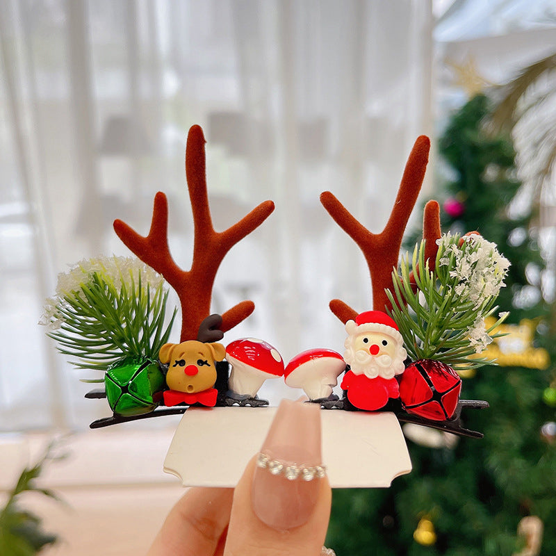 Pince à cheveux de Noël en bois de renne