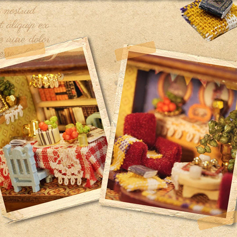 Kit de maison de poupée en bois Mini Rabbit Town avec meubles