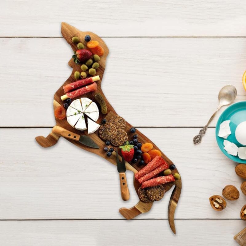 Assiette Plate Chien Teckel en Bois