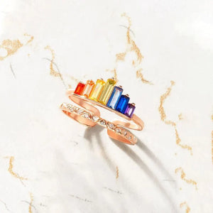 Bague d'Arc-en-ciel à Micro Diamants