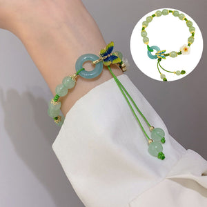 Bracelet en Forme de Papillon en Pierre Émeraude Naturelle