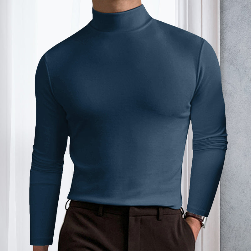 Chemise unie à col montant pour homme