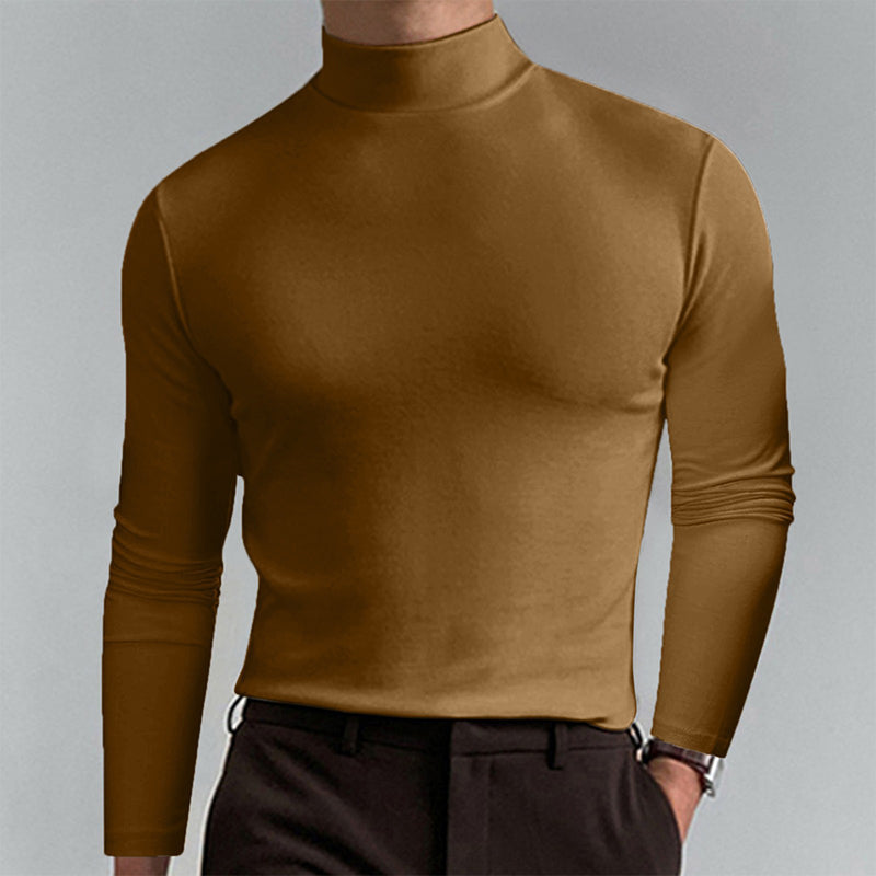 Chemise unie à col montant pour homme
