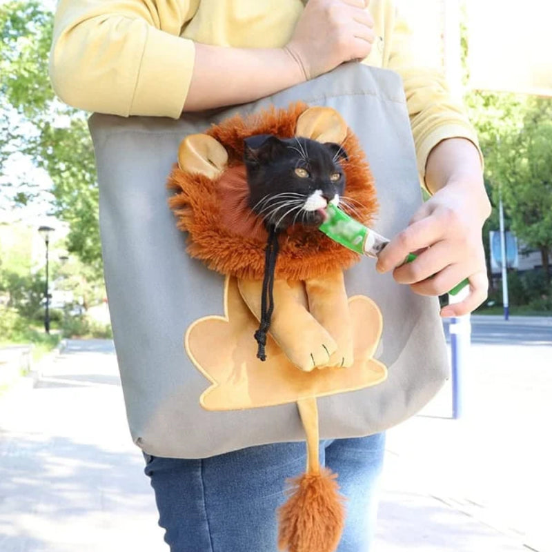 Sac en Canevas pour Transport de Chat en Forme de Lion
