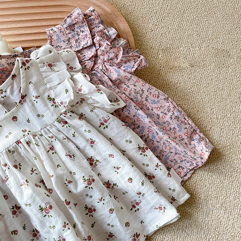 Robe fleurie à col rond pour fille