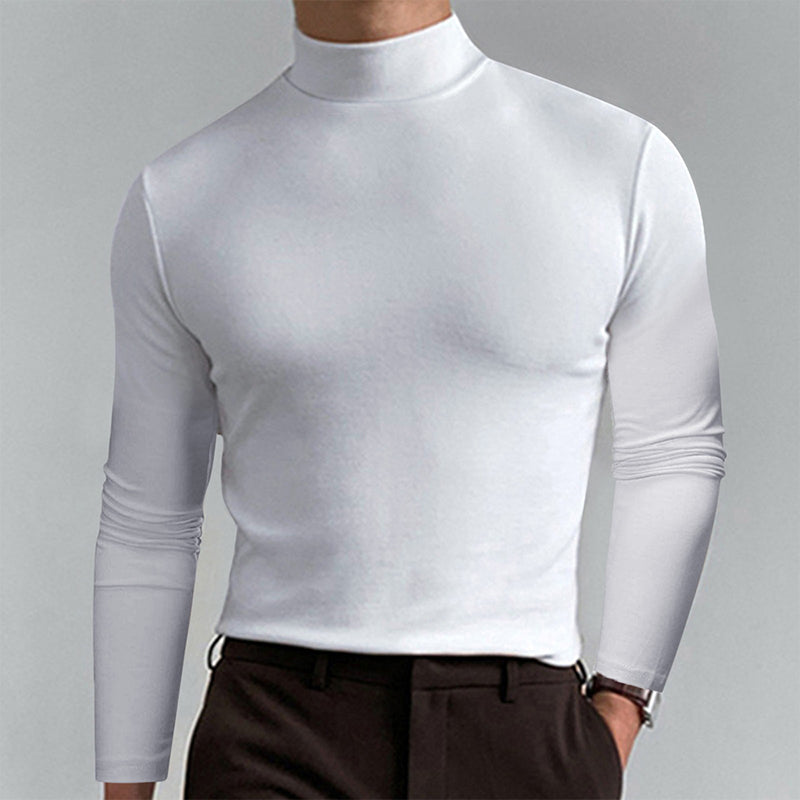 Chemise unie à col montant pour homme
