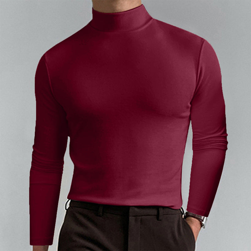 Chemise unie à col montant pour homme
