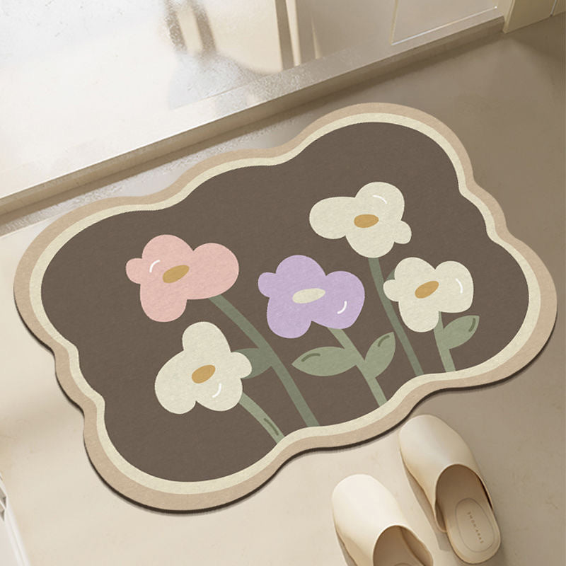 Tapis antidérapant fleur super absorbant