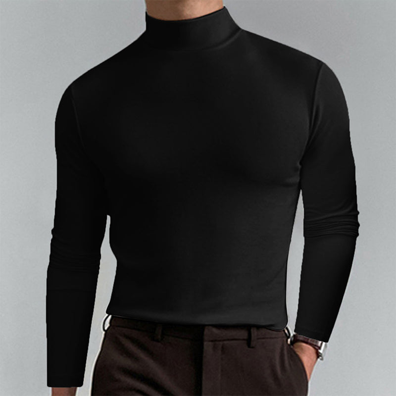 Chemise unie à col montant pour homme