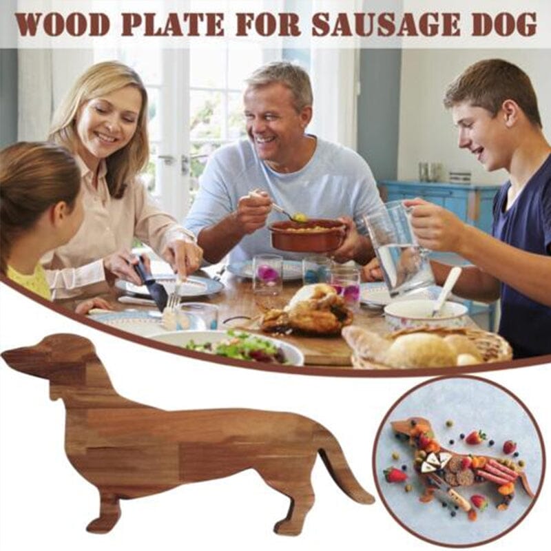Assiette Plate Chien Teckel en Bois