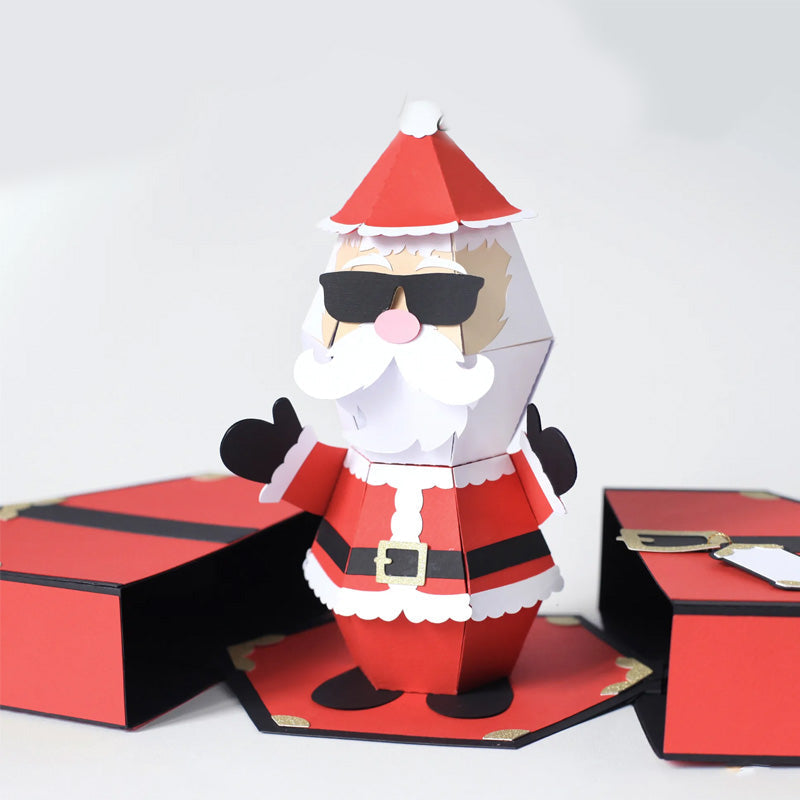Carte de boîte pop-up 3D pour farces du Père Noël