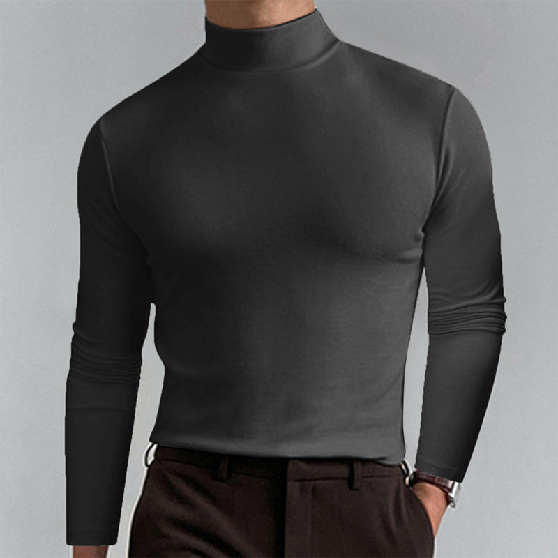 Chemise unie à col montant pour homme