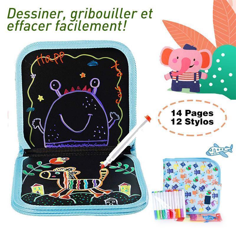 Tablette à dessin effaçable portable (12 stylos inclus)