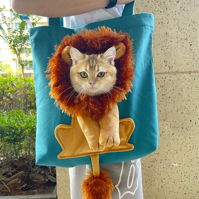 Sac en Canevas pour Transport de Chat en Forme de Lion