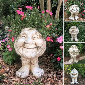 Jardinière de statue de visage de Muggly